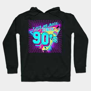 Vintage retro neon art i love the 90s throwback rad music Hoodie